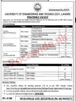 University Of engineer And Technology Jobs